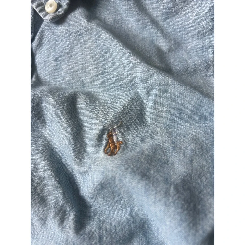 Ralph Lauren Kids Blue Chambray Button Down Shirt Size 6 Long Sleeve Pony Logo